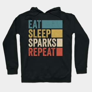 Funny Eat Sleep Sparks Repeat Retro Vintage Hoodie